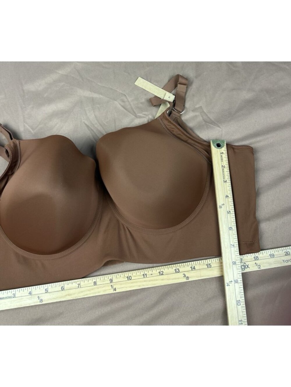 Shapellx Bare Essentials™AirSlim 48DD Brown Back Smoothing Underwire Push-Up Bra - Picture 11 of 12